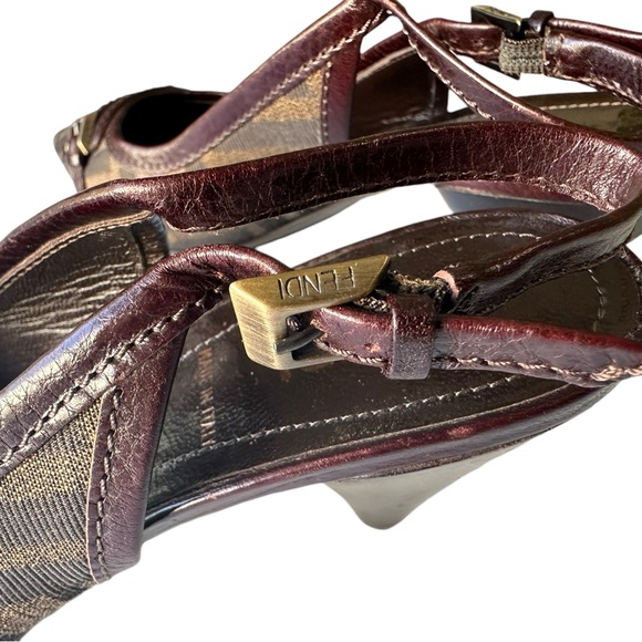 Fendi Zucca Canvas Slingback Kitten Heels - Picture 6 of 7